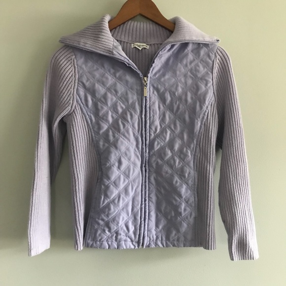 Croft and Barrow Lilac Full-zip Sweater Jacket - Picture 6 of 7